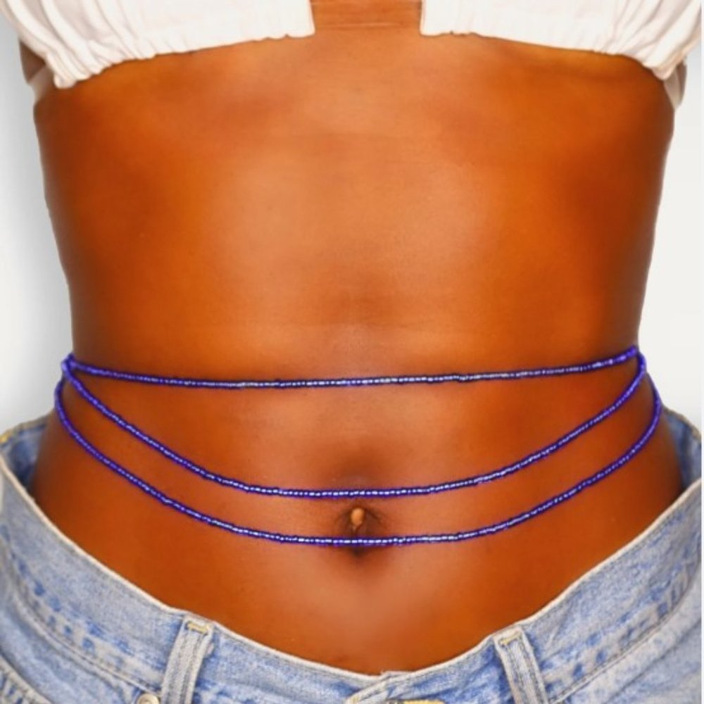 Blue waist beads 35"